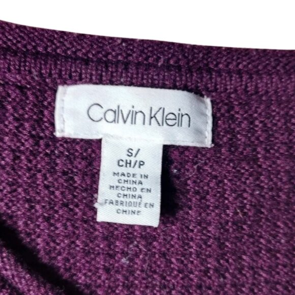 Calvin Klein Women's Colorblock Knit Sweater - Size S - Purple, Gray, White - Picture 2 of 6